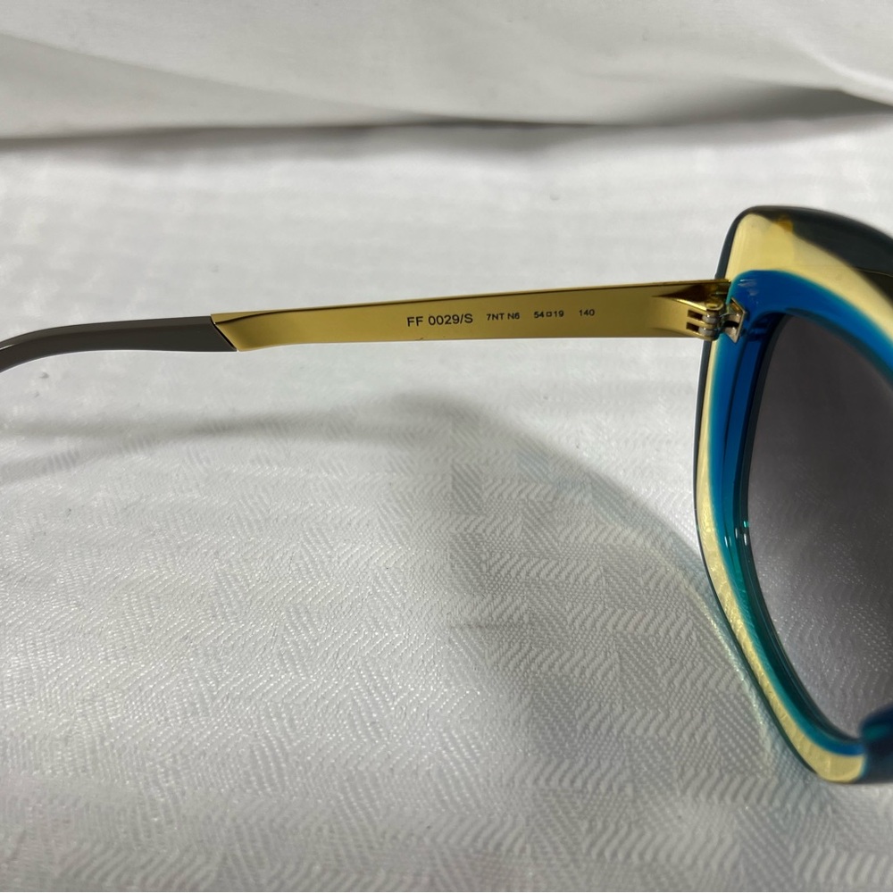 5012: Fendi FF0029/S Blue Gold Oversized Sunglasses Italy - Picture 5 of 8
